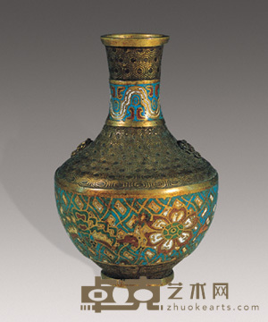 清 珐琅瓶 高18cm