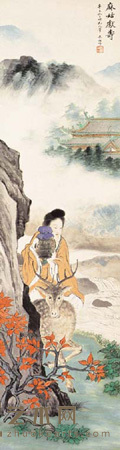 朱梅邨 人物 屏轴 150×39cm