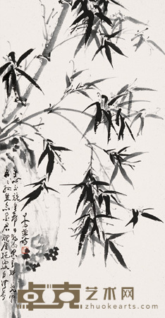 黎心斋 竹子 立轴 98×51cm