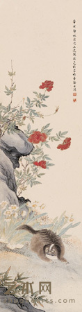 徐永锡 花鸟 立轴 109×29cm