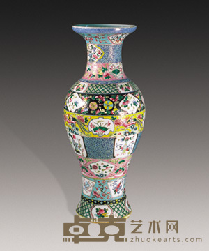 清光绪 粉彩花卉观音瓶 高58.5cm