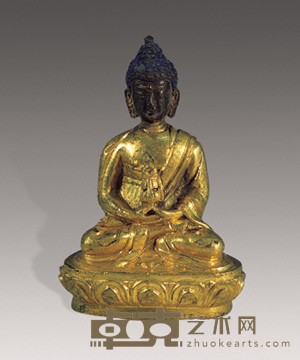 清 铜鎏金五方长寿佛 高14cm