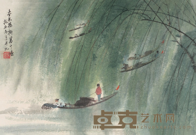傅抱石 春风杨柳万千条 镜心 32×46cm