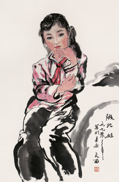 刘文西 1990年作 陕北娃 立轴