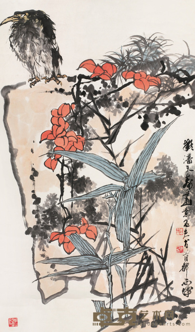 郭石夫 花鸟 立轴 100×58cm