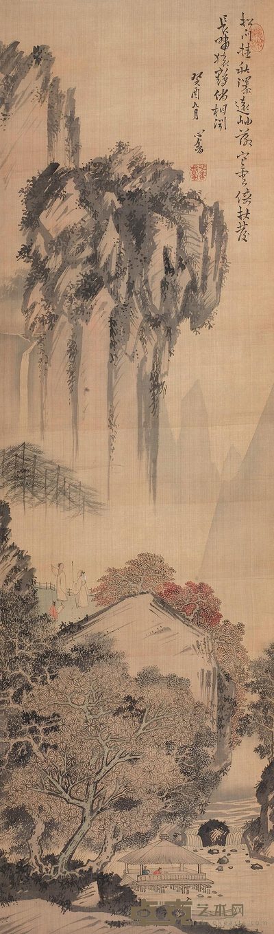 溥儒 1933年作 松间清音图 立轴 92×27cm