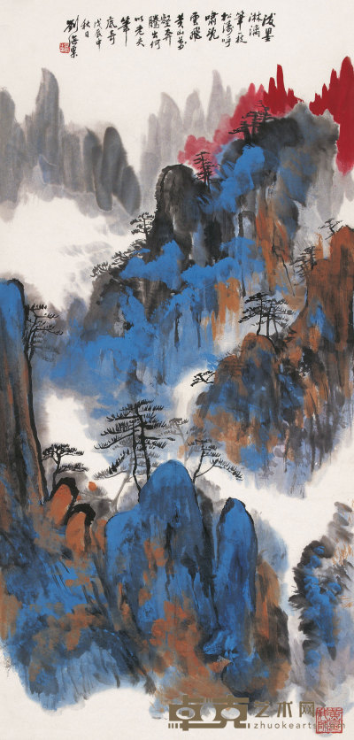 刘海粟 1988年作 千山万壑 镜心 105×50cm