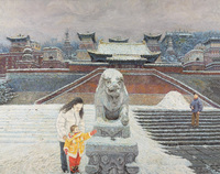 龙力游 2005年作 颐和园后山四大部洲雪景