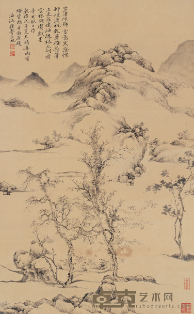 王玖（款） 疏林澄怀 立轴 76.5×48cm