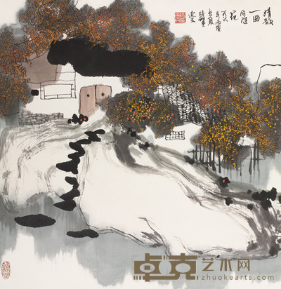 杨延文 1986年作 山水 立轴 66.5×66.5cm