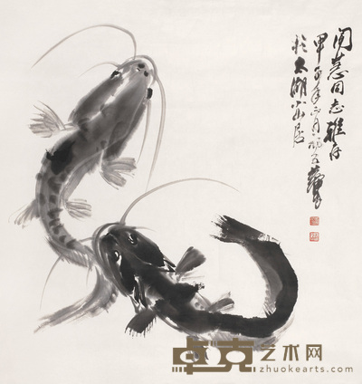 黄冑 1984年作 年年有余 镜心 68×68cm