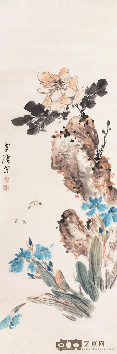 王雪涛 花卉虫草图 立轴 99×33cm