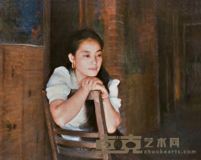 尚丁 双手扶椅的女孩 61×76cm