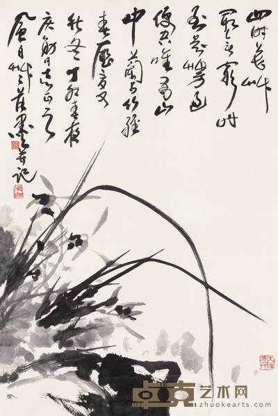 蒋风白 1987年作 墨兰 镜心 68×45cm