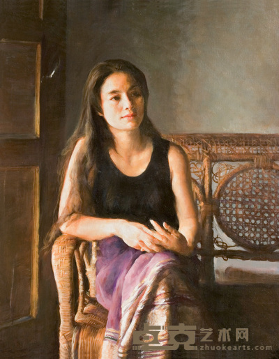 尚丁 滕椅上的妇人 76×61cm