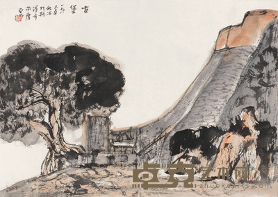 亚明 1983年作 古堡 镜心 28×39cm
