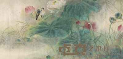 高燕翎 翠语亭亭立红衣 镜心 68×126cm