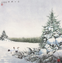 付希林 2006年作 高士听雪 镜心