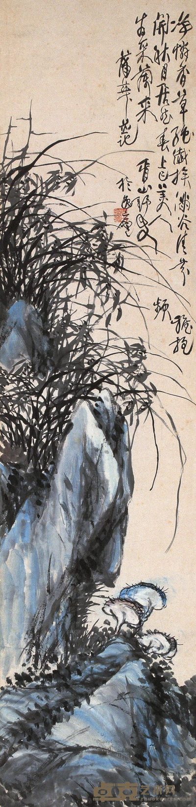 蒲华 芝兰并秀 立轴 136×33cm
