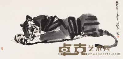 冷军 2006年作 卧虎 镜心 69×137cm