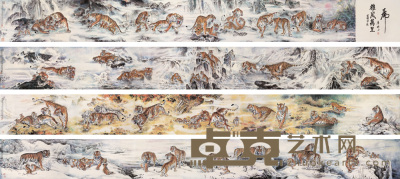 柴祖舜 2000年作 百虎图（四幅） 手卷 68×680cm×4