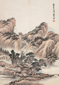 刘光城 1922年作 寒山古寺 立轴