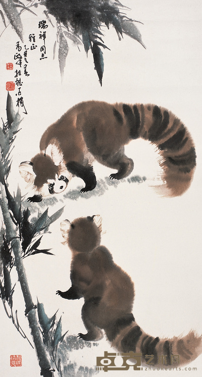 王为政 双熊猫 立轴 79.5×42cm