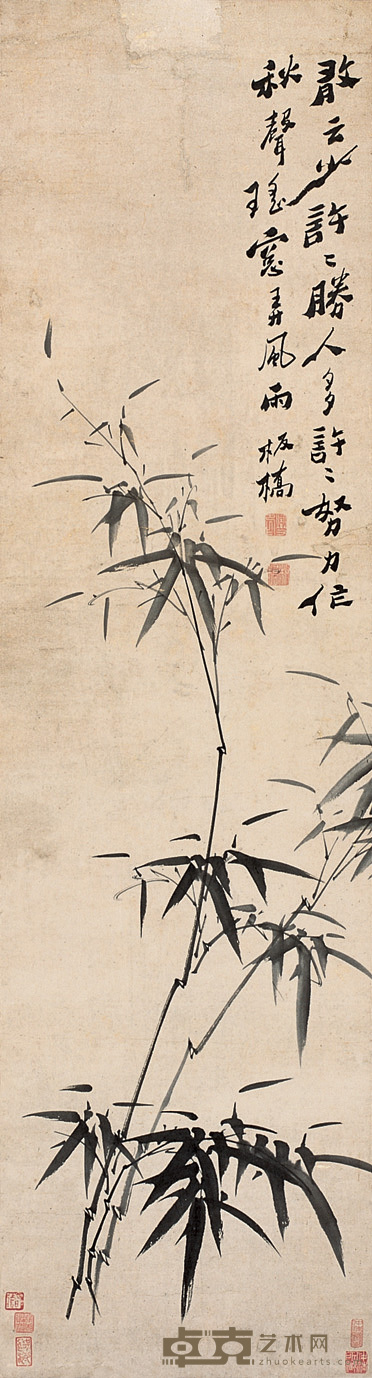 郑板桥（款） 墨竹 立轴 133×36cm