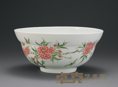 清 粉彩花卉图折腰碗 直径17cm
