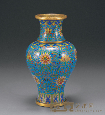 民国 铜胎掐丝珐琅花瓶 高14.3cm