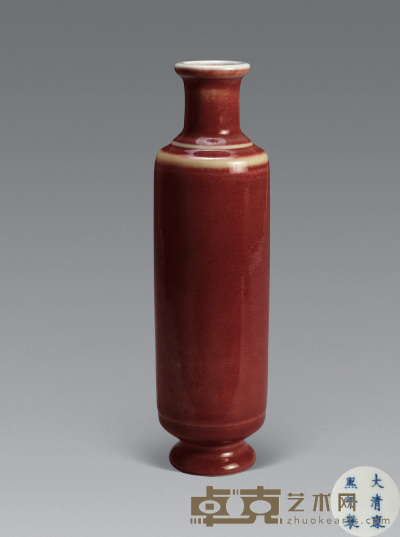 清康熙 豇豆红棒槌瓶 高22cm