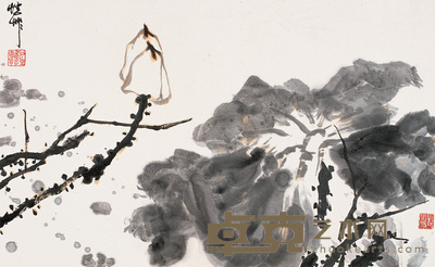 潘公恺 荷花 镜心 51×83cm