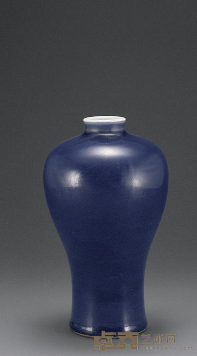 清康熙 祭蓝釉梅瓶 高18cm