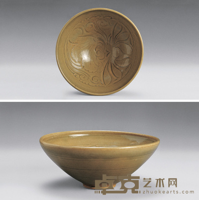 宋 耀州窑刻画花碗 高7cm；直径19cm