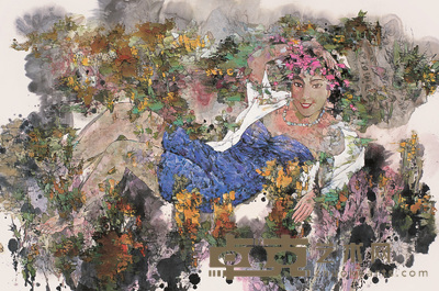 萧瀚 美女 镜心 68×102cm