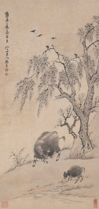 杨晋 丁未（1727年）作 牧牛图 镜心