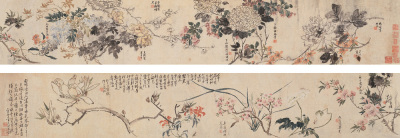 张熊等 辛亥（1851年）作 花卉手卷 手卷