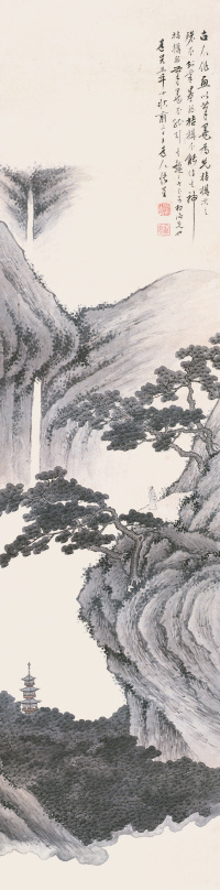 张崟 1825年作 山水 立轴