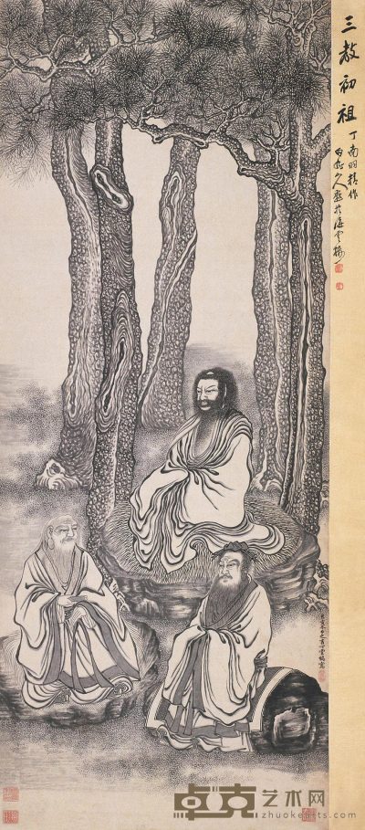 丁云鹏 乙亥（1599年）作 三教初祖 立轴 142×56cm