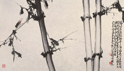 赵少昂 甲子（1984年）作 竹上鸣蝉 镜心
