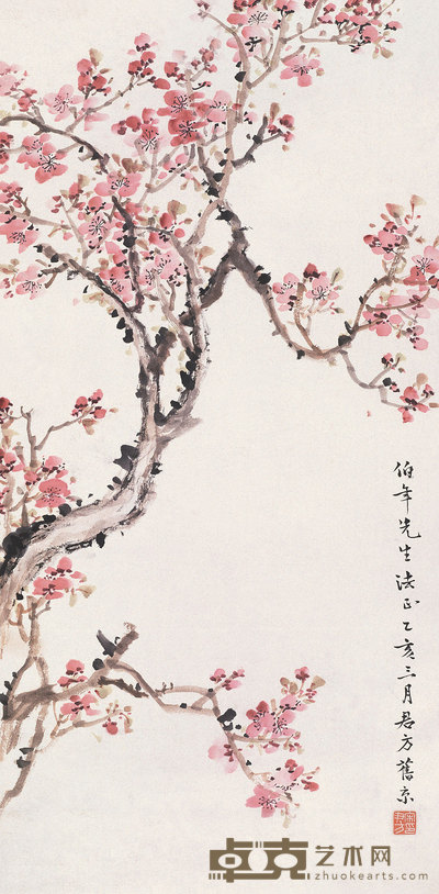 宋君方 乙亥（1935年）作 花卉 立轴 66×33cm