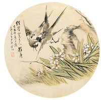 王荃 己丑（1889年）作 花鸟 圆光