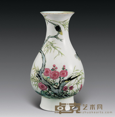 民国 粉彩花鸟琵琶尊 高22cm