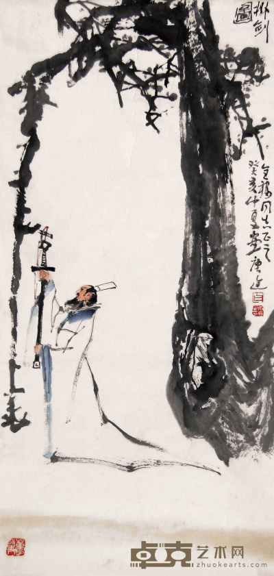白庚延 癸亥（1983年）作 挂剑图 镜心 92×45cm