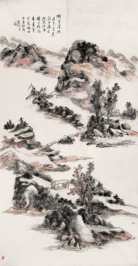 黄宾虹 甲申（1944年）作 湖舍清秋 镜心