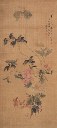 沈振麟 壬午（1882年作） 花卉 立轴