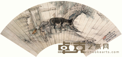 刘奎龄 丁卯（1927年）作 驴 扇面 51×24cm