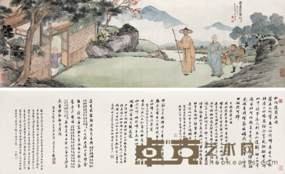 吴俊 戊午（1858年）作 还旧居图 手卷 133×42cm