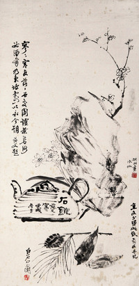 齐白石 金城 姚华 壬戌（1922年作） 岁朝清供 立轴