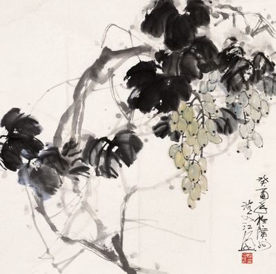 沈文江 1993年作 葡萄 镜心